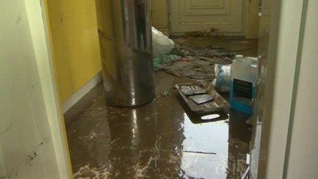 Homes have been left damaged by the flood water from Thursday