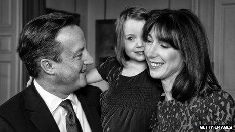 David Cameron, his wife Samantha and daughter Florence pictured in the No 10 Christmas card