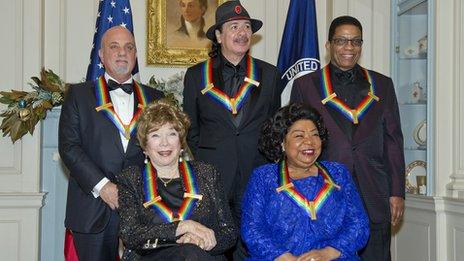 Billy Joel, Shirley MacLaine, Carlos Santana, Martina Arroyo and Herbie Hancock