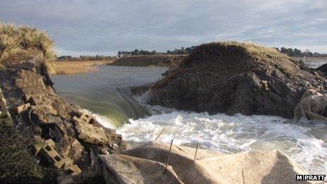 Tidal breach and surge at Hazelwood near Aldeburgh