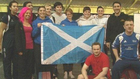 The Scotland weightlifting team in Cardiff