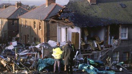There was devastation on the ground as the plane came down in Lockerbie