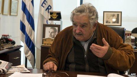 Uruguayan President Jose Mujica in Montevideo on 6 August, 2013