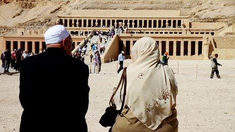 Tourists at the Temple of Hatshepsut, Egypt