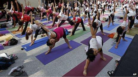 A yoga class in Kuala Lumpur, Malaysia