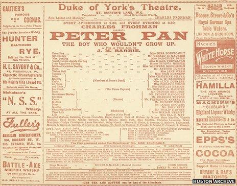 Programme for the first stage production of Peter Pan