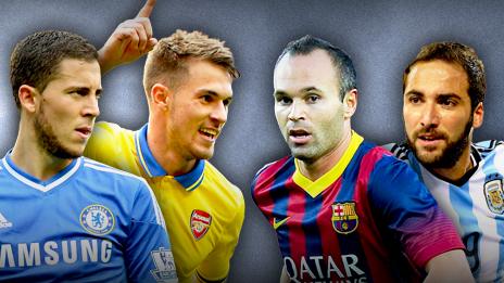 Eden Hazard, Aaron Ramsey, Andres Iniesta, Gonzalo Higuain