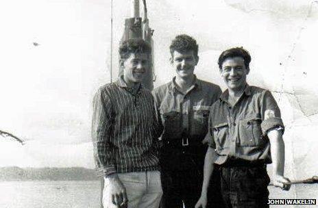 John "Wacker" Wakelin (left) on HM Submarine Tiptoe