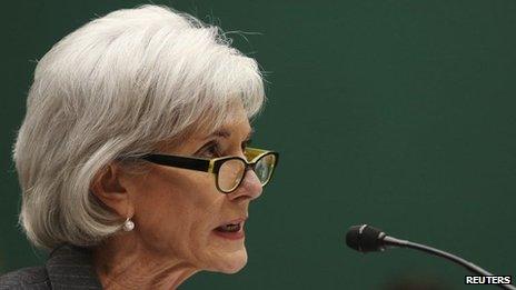 US Health and Human Services Secretary Kathleen Sebelius testifies before the House Energy and Commerce Health Subcommittee in Washington DC 11 December 2013