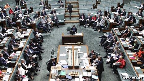 File photo: Australia's House of Representatives question time at Parliament House on 7 February 2013