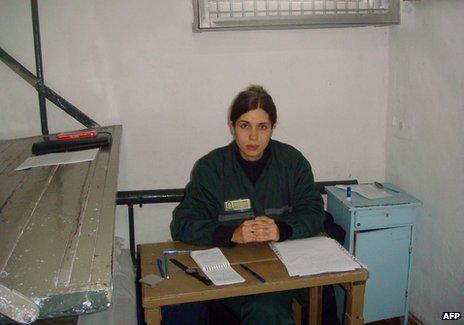 Nadezhda Tolokonnikova in cell in Mordovia penal colony, 25 Sep 13