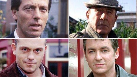 Clockwise: Den Watts, Frank Butcher, Alfie Moon, Grant Mitchell