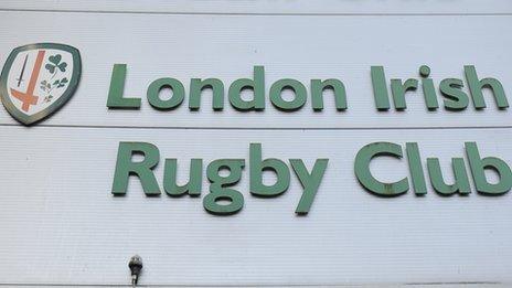 London Irish logo at the Madejski Stadium