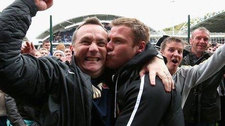 Barnsley caretaker Micky Mellon and former manager David Flitcroft in happier times.