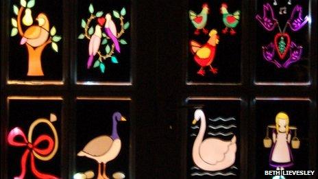 Part of an advent calendar window