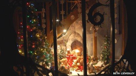 Part of an advent calendar window