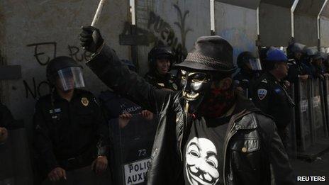 Anti-energy reform protester in Mexico City