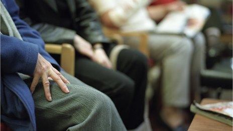 Patients in a hospital waiting room