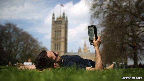 Man reading ebook