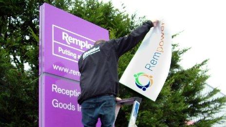 Remploy sign being altered