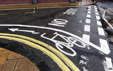 A contra-flow cycle lane in York