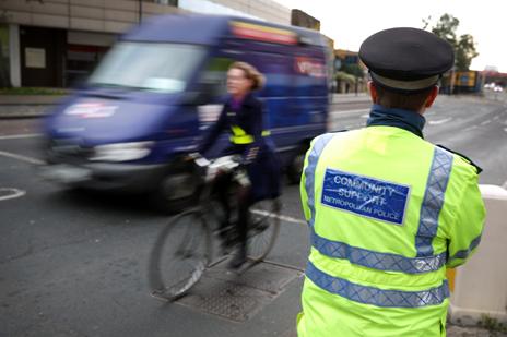 Police and cyclist