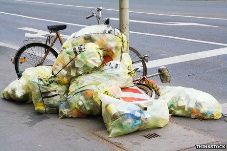 cyclist and rubbish