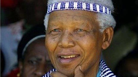 Nelson Mandela wearing traditional Xhosa dress