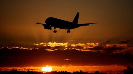 Plane landing at Heathrow