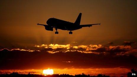 Plane landing at Heathrow