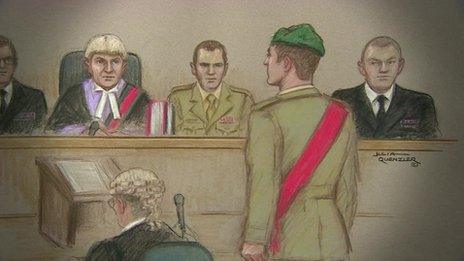 Julia Quenzler drawing of Sergeant Blackman being sentenced