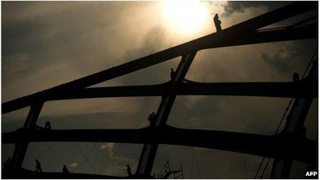 Building work at Manaus stadium, Brazil