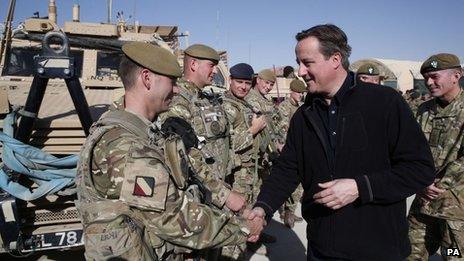 David Cameron with British troops