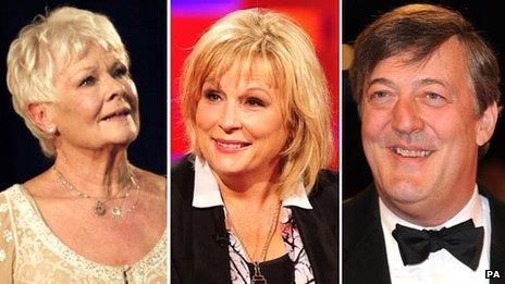 Dame Judi Dench, Jennifer Saunders and Stephen Fry