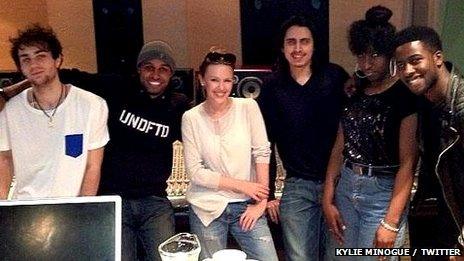 Kylie Minogue in the recording studio