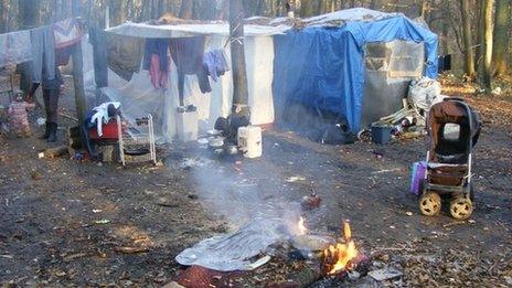 Illegal Roma camp in Champs-sur-Marne