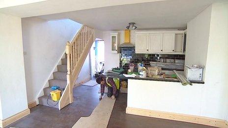 Repairs inside one of the houses