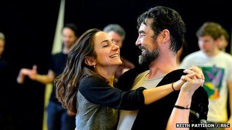 Lydia Leonard and Nathaniel Parker in rehearsal for Wolf Hall