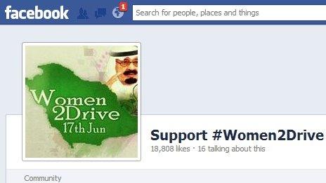 Women2Drive campaign page on Facebook