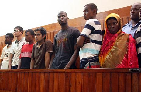 Adebolajo (centre, in black t-shirt) in court in Kenya