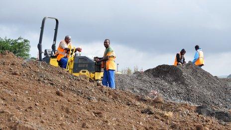 road works in the Serengeti, Tanzania