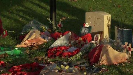 Flowers left outside Woolwich barracks on Thursday