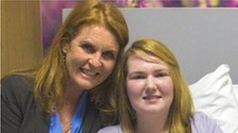 Sarah, Duchess of York with a patient at the centre