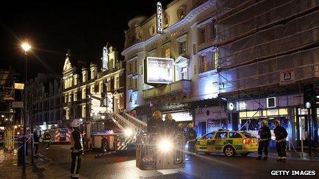 Emergency crews outside London's Apollo theatre