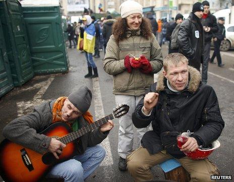 Pro-EU activists in Independence Square, Kiev. 15 Dec 2013