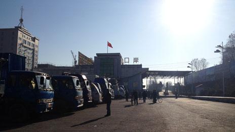 Lorries at cargo port