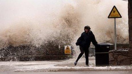 Tidal storm surge in Rhyl, December 2013