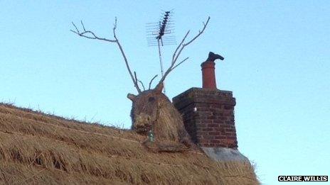 Thatch roof reindeer