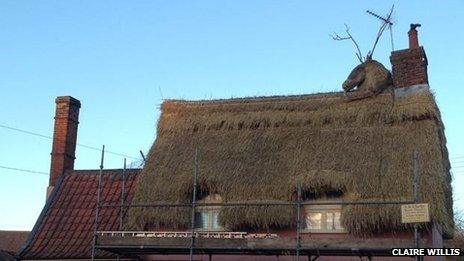 Thatch roof reindeer