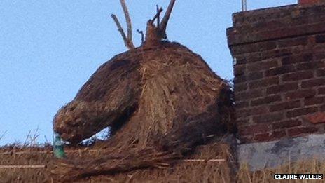 Thatch roof reindeer